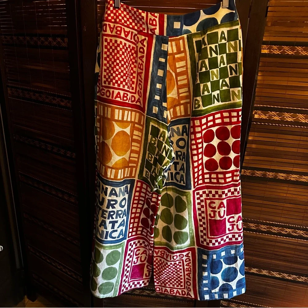 FARM Rio Multicolor Patchwork Wide-Leg Pants - Green, Blue, Red, Yellow - Picture 5 of 12